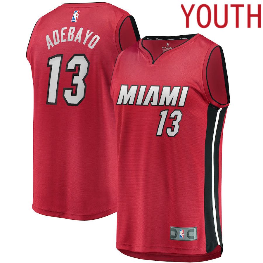 Youth Miami Heat 13 Bam Adebayo Fanatics Branded Red Fast Break Replica Player NBA Jersey